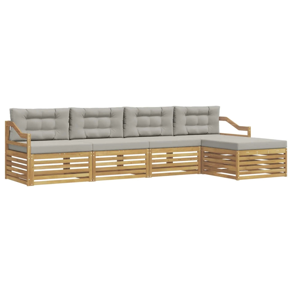 Set di divani da esterno 5 pz Bianco e Grigio Chiaro Poliestere 3390341