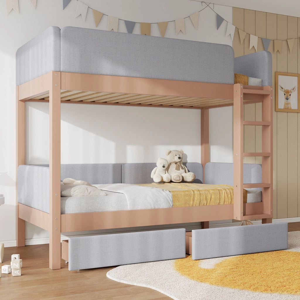 Letto a castello funzione salvaspazio legno grigio naturale 90x200 cm