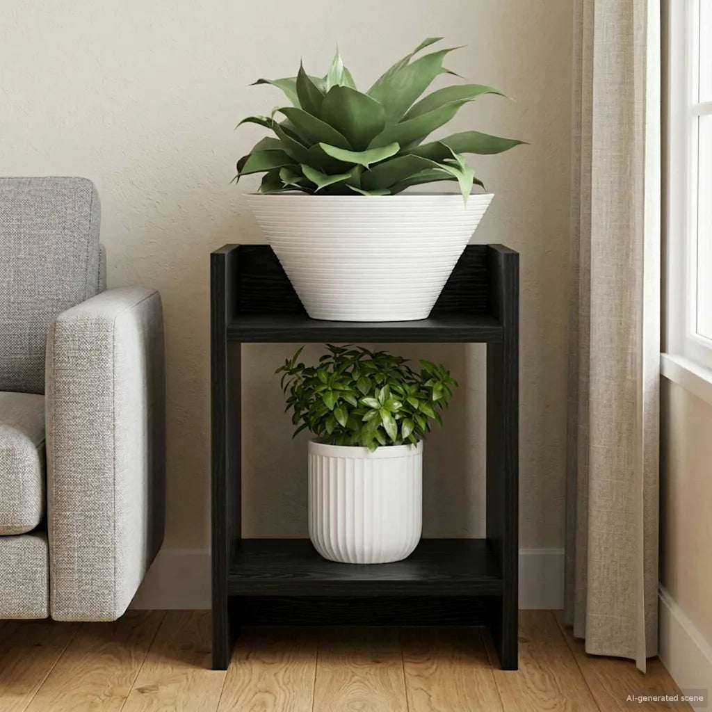 Supporto per piante | Sostegno per piante con lo scaffale Rovere Nero 30 x 30 x 40 cm