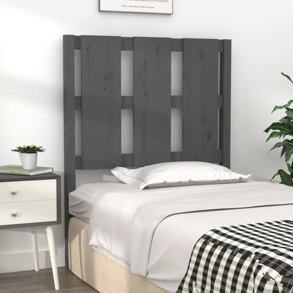 Testiera Letto Grigia 80,5x4x100 cm in Legno Massello di Pino 817967