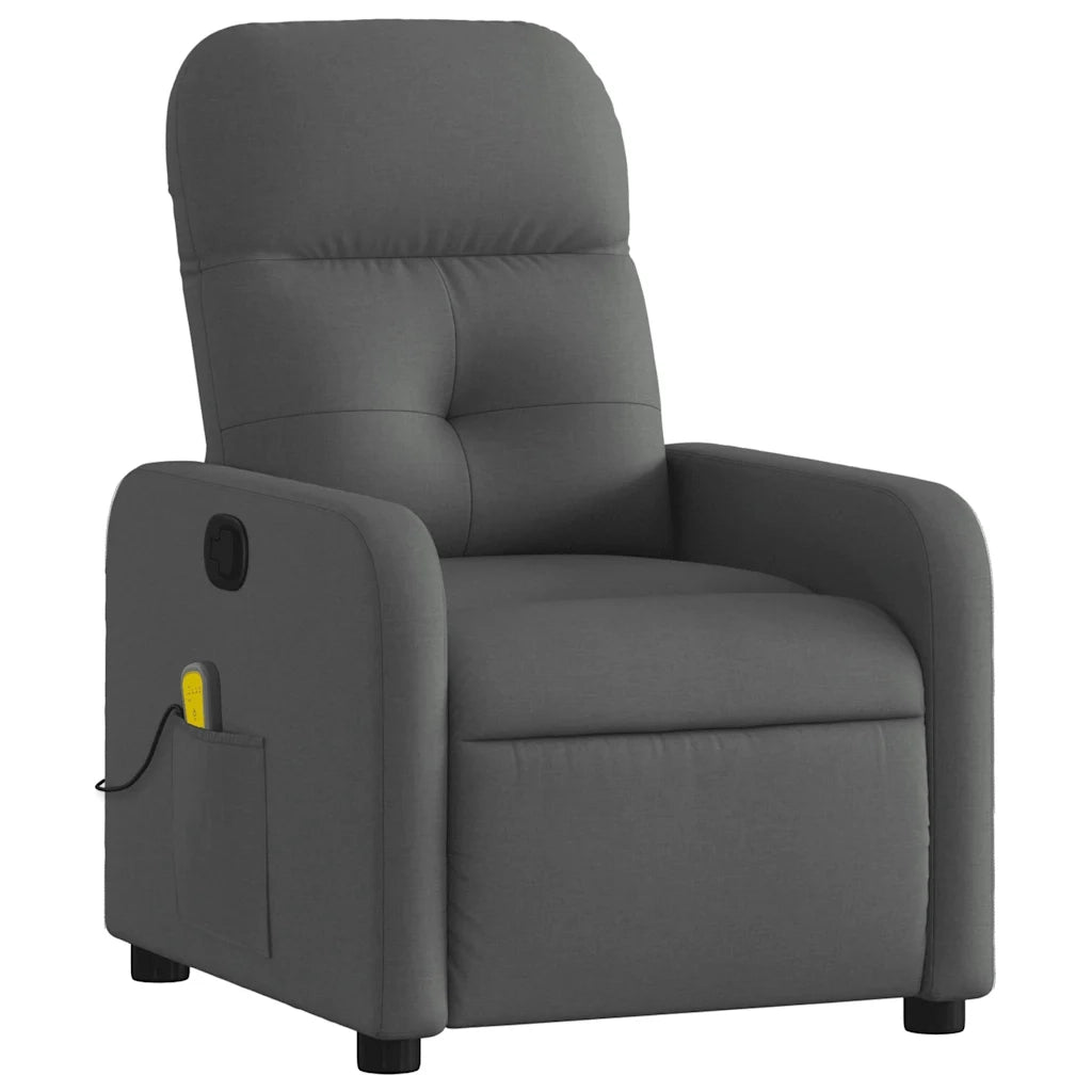 Poltrona Massaggiante | Sedia Relax Reclinabile Grigio Scuro in Tessuto
