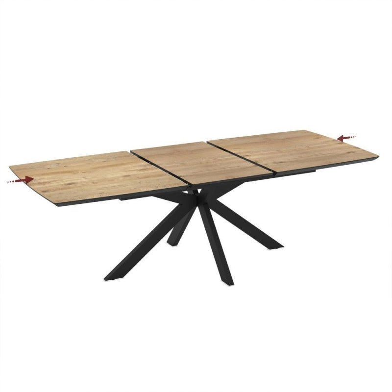 Tavolo allungabile Verano con piano rovere e gambe nere