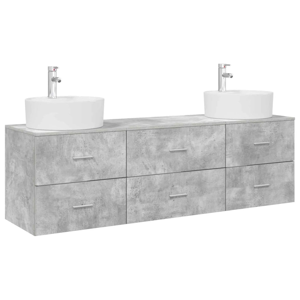 Set di Armadi da Bagno 3 pz Grigio Cemento 62,5 x 44,5 x 50 cm 3405870
