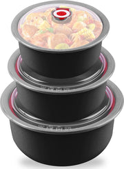 Set di 3 piastre per magnetron con coperchi: piastre per magnetron, contenitori per conservazione alimentare 260/480/900 ml, contenitore per magnetron con più ciotole per lavastoviglie, magnetron, forno, frigorifero