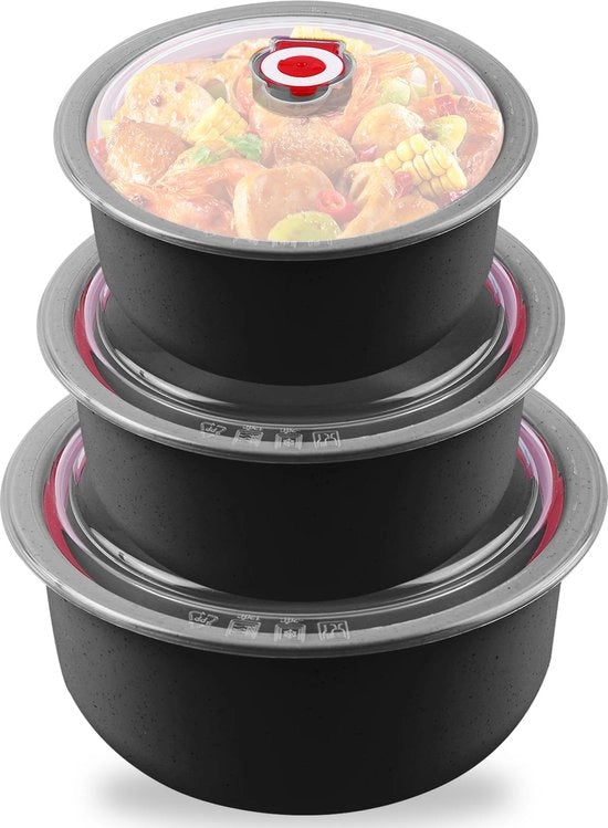Set di 3 piastre per magnetron con coperchi: piastre per magnetron, contenitori per conservazione alimentare 260/480/900 ml, contenitore per magnetron con più ciotole per lavastoviglie, magnetron, forno, frigorifero