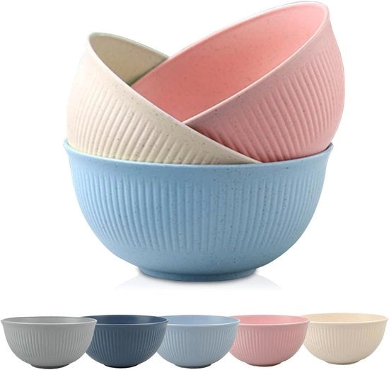 Set di Tazze per Cereali da Colazione in Plastica di Alta Qualità - 10 pezzi - Grande - Riscaldabile - Leggero - Ideale per Riso, Noodles, Zuppa e Pasta - 5 Colori