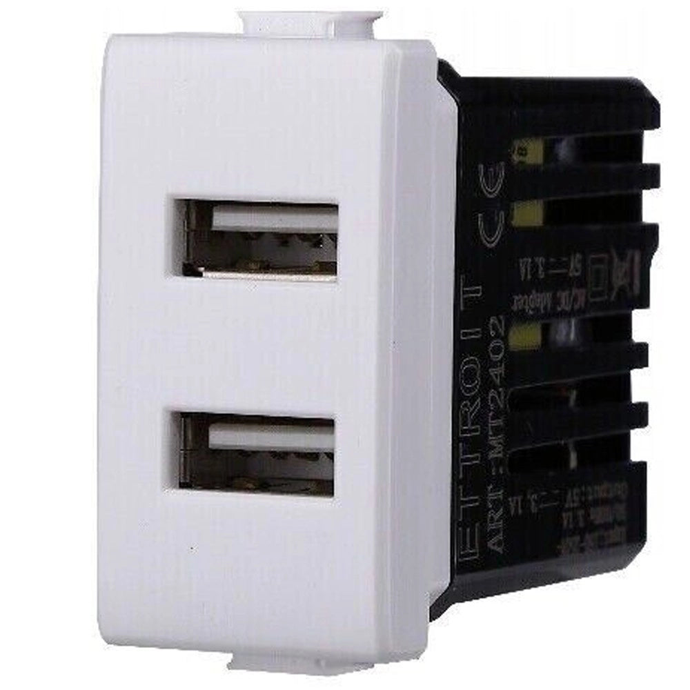 Trade Shop - Serie Bticino Frutti Matix Compatibile Presa Schuko Lan Pulsante Deviatore Usb -     Presa 2 Usb