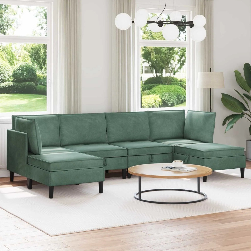 Set di mobili per il soggiorno 6 pcs Verde Mare Velluto 3413777