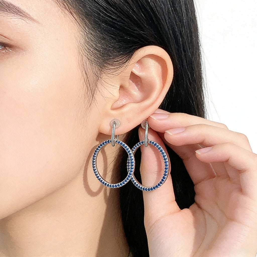 Orecchini in argento sterling S925 con zirconi blu