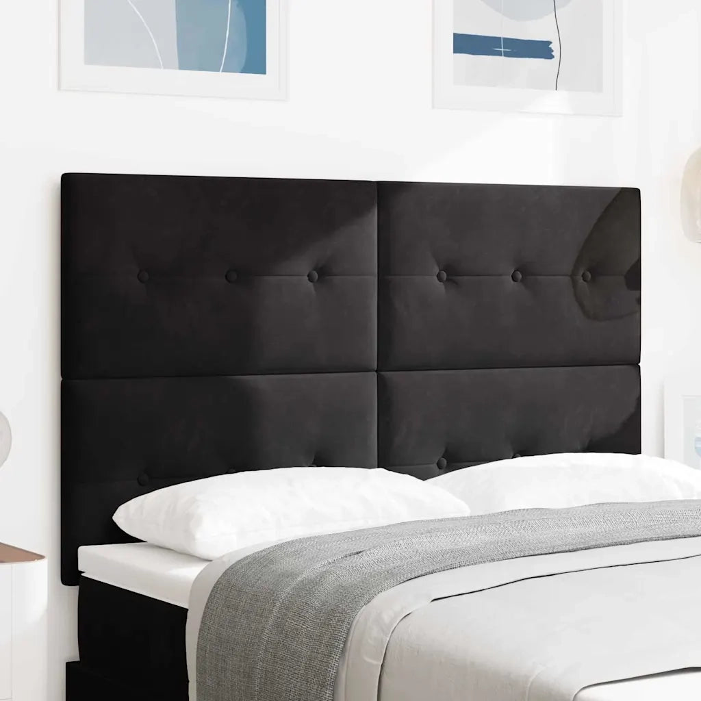Testiera | Testata LED con strisce LED Nero 160 cm Velluto