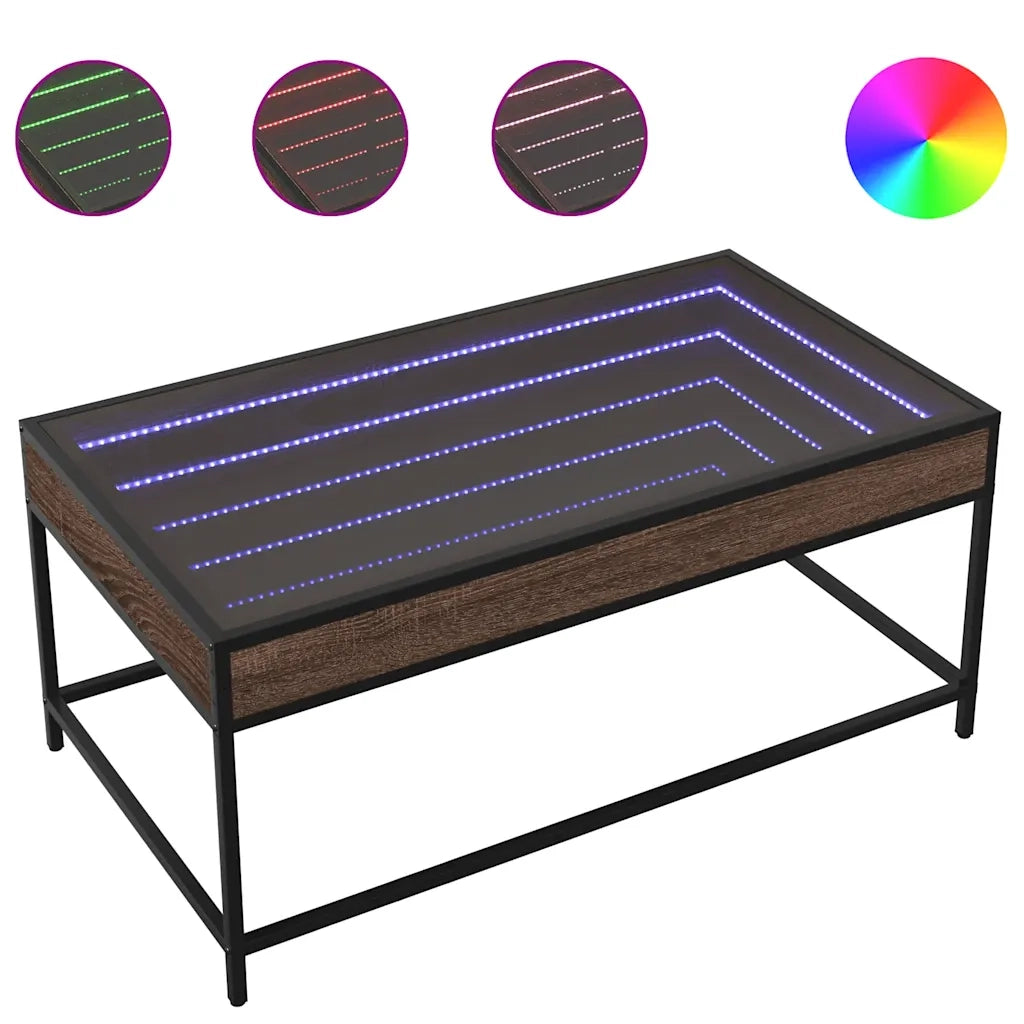 Tavolino da Salotto con LED Infinity Rovere Marrone 90x50x41 cm 847691