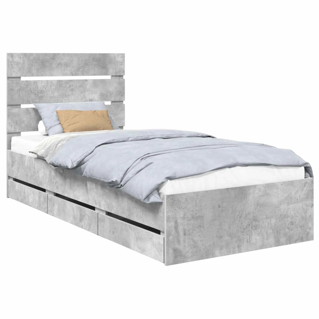 Struttura del letto con cassetto Grigio cemento 90 x 200 cm 3411860