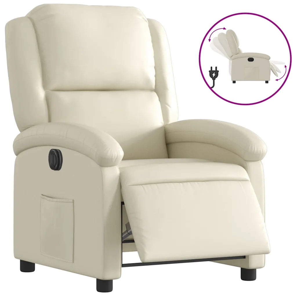 Poltrona | Sedia Relax Reclinabile Elettrica Crema in Similpelle