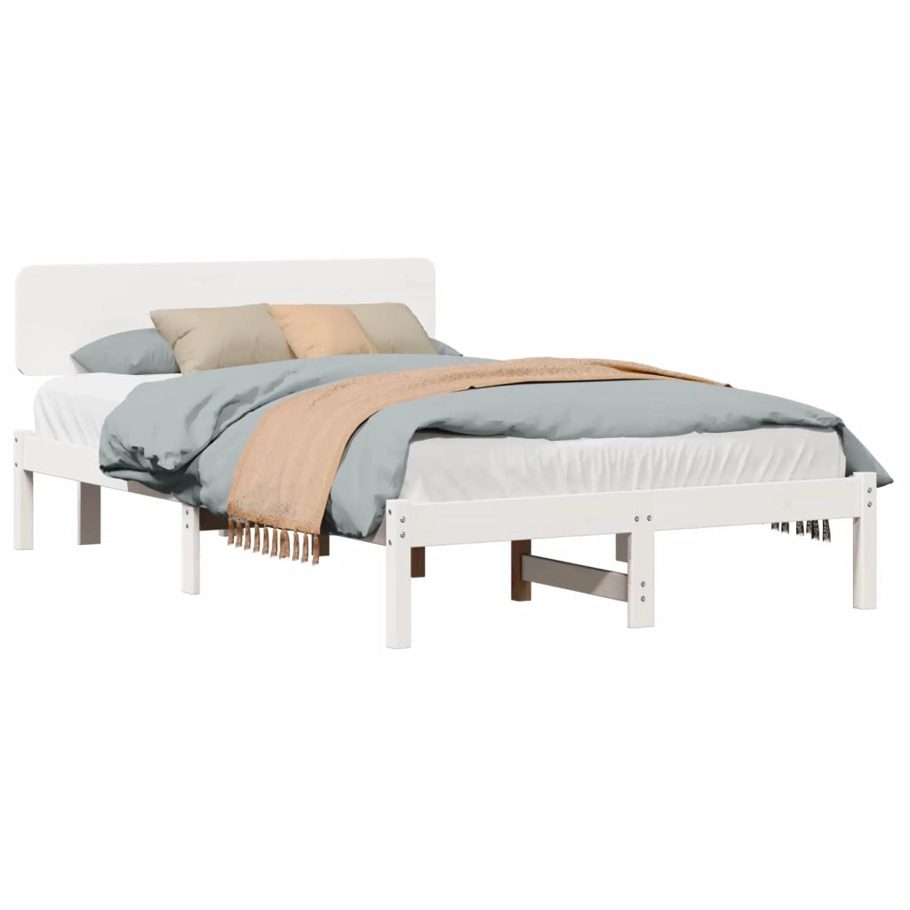 Struttura del letto-Giroletto-Rete del Letto Bianco 140 x 190 cm Pino massello 685383