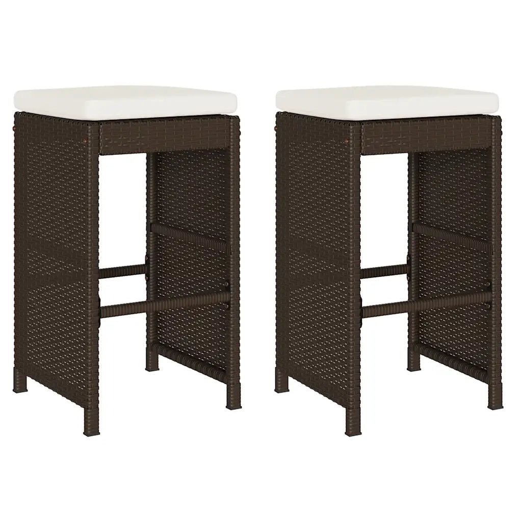 Sgabelli da Bar con Cuscini 2 pz Marroni in Polyrattan CFW3701416