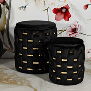 Kasane, Pouf Contenitore set da 2, 37x37x42h cm Nero