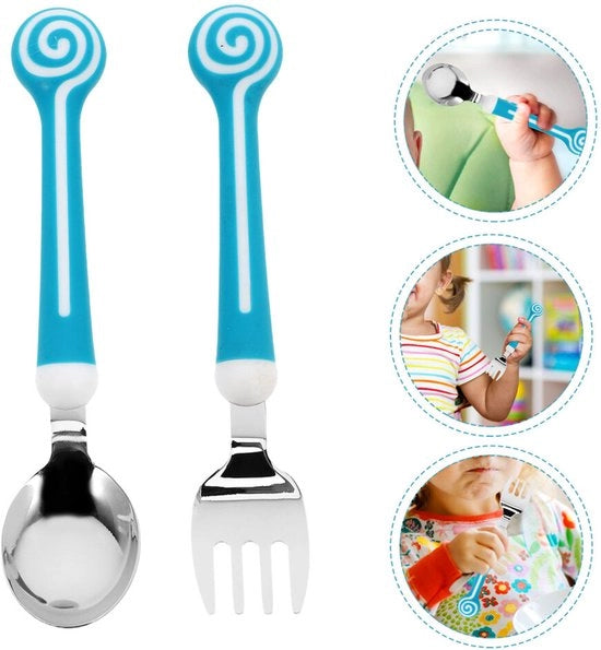 Set di cucchiai e forchette in acciaio inossidabile per bambini