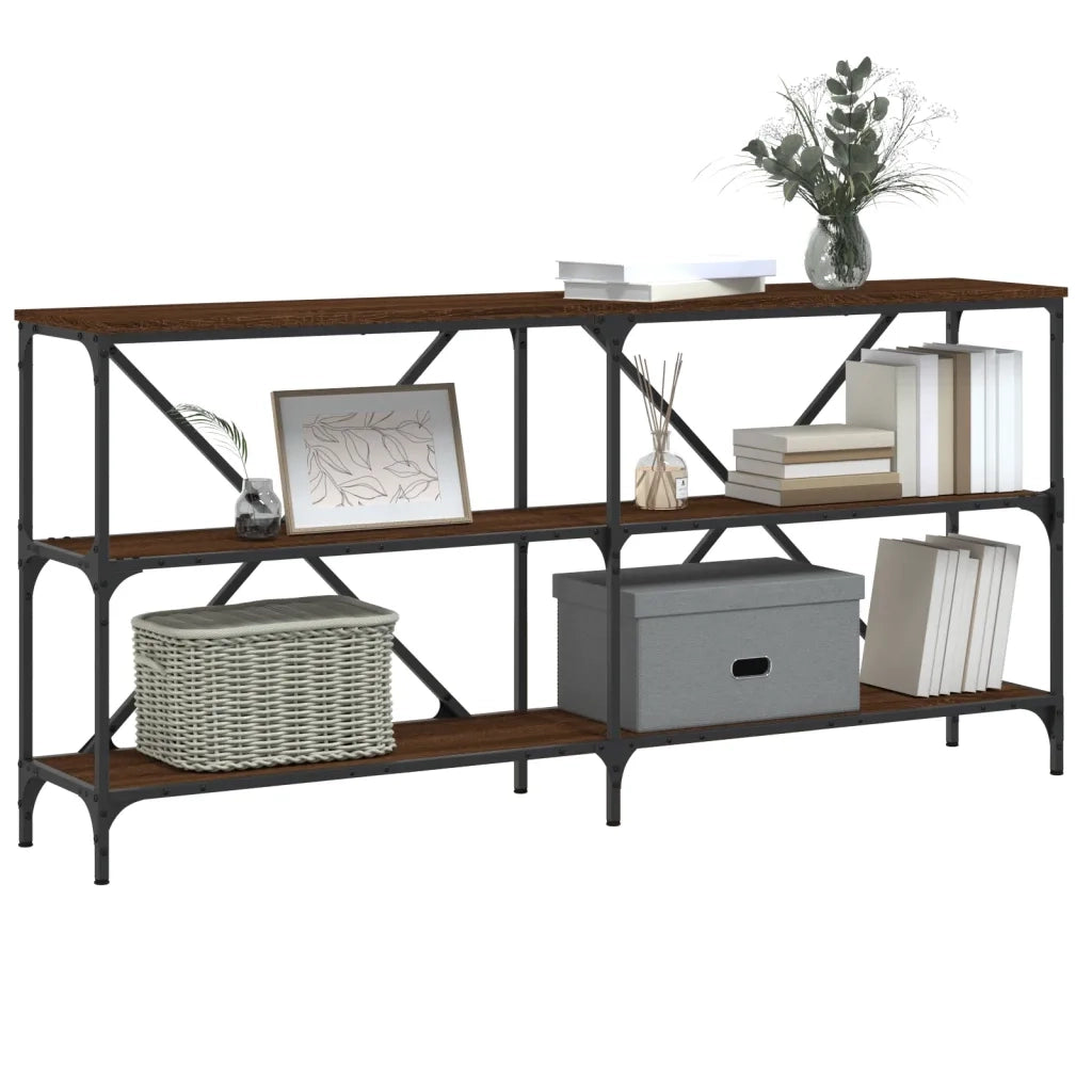 Tavolo Consolle | Tavolo d'Ingresso Rovere Marrone 160x30x75 cm Multistrato e Ferro