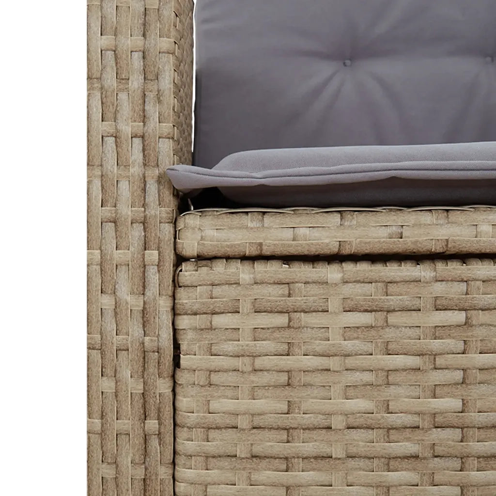 Set Pranzo da Giardino 7 pz con Cuscini Beige Misto Polyrattan