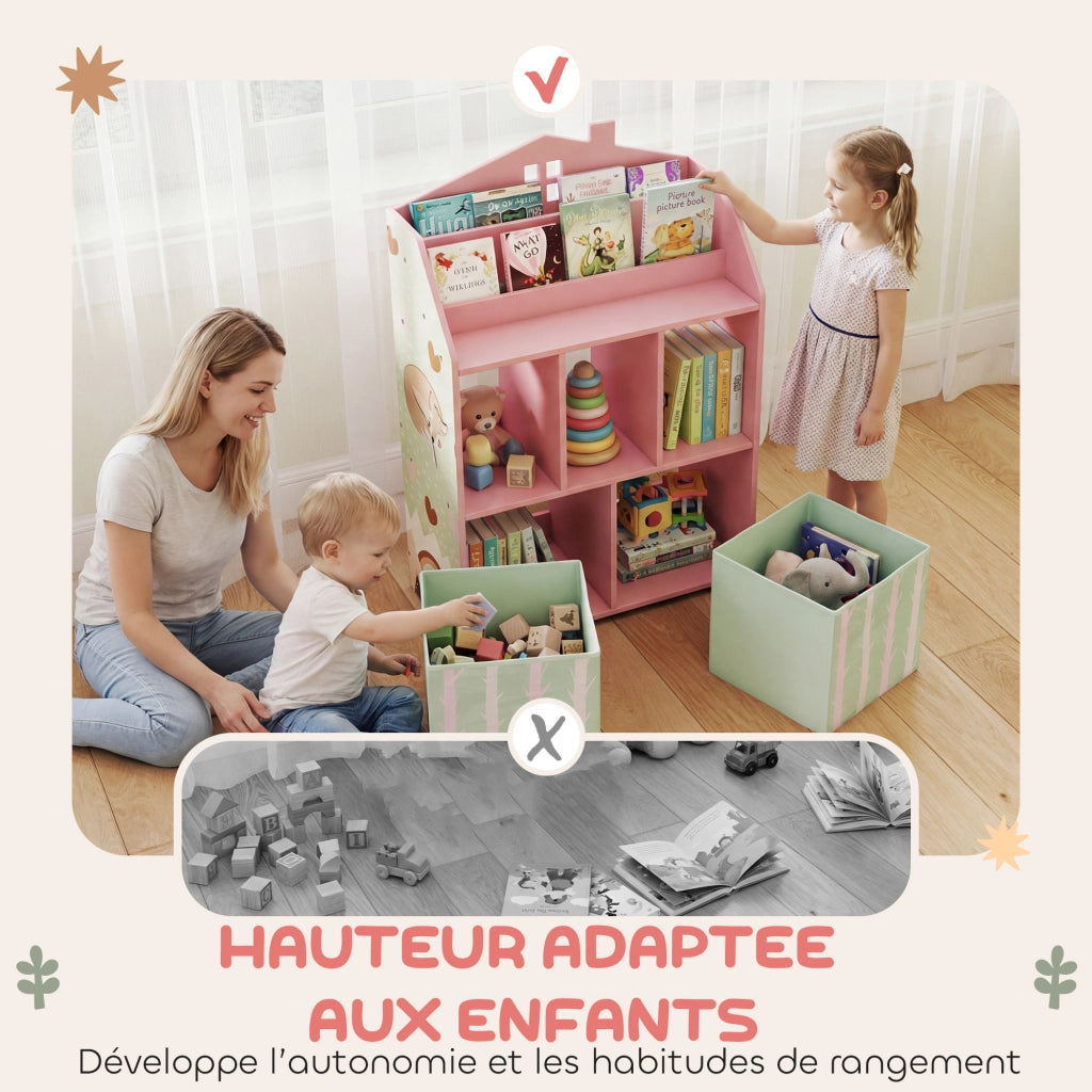 Libreria bambini con ripiani e 2 cassetti ¨C Xylo ¨C rosa MDF
