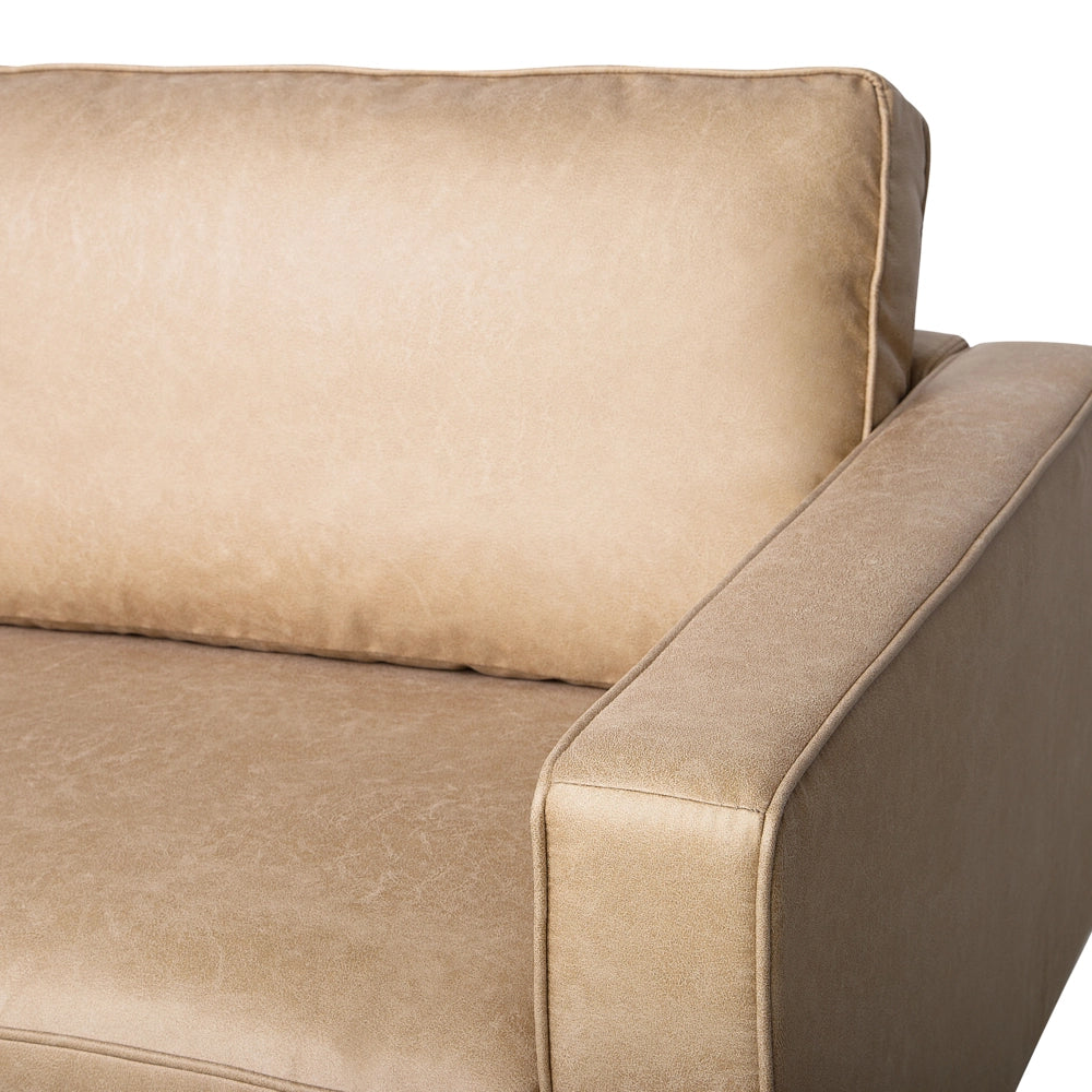 Set Divani Beige Ecopelle Divano 3 Posti Poltrona Minimalista Moderno