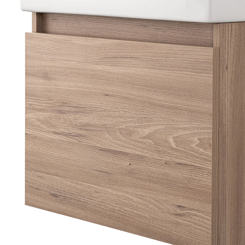 Mobiletto bagno sospeso 50 cm salvaspazio rovere 1 anta Kira