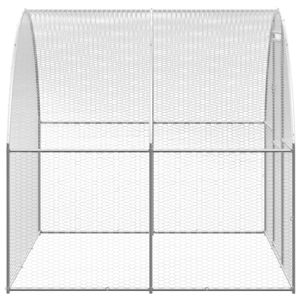 Pollaio/recinto/gabbia per polli da esterno 3 x 12 x 2 m acciaio zincato argento 02_0044000