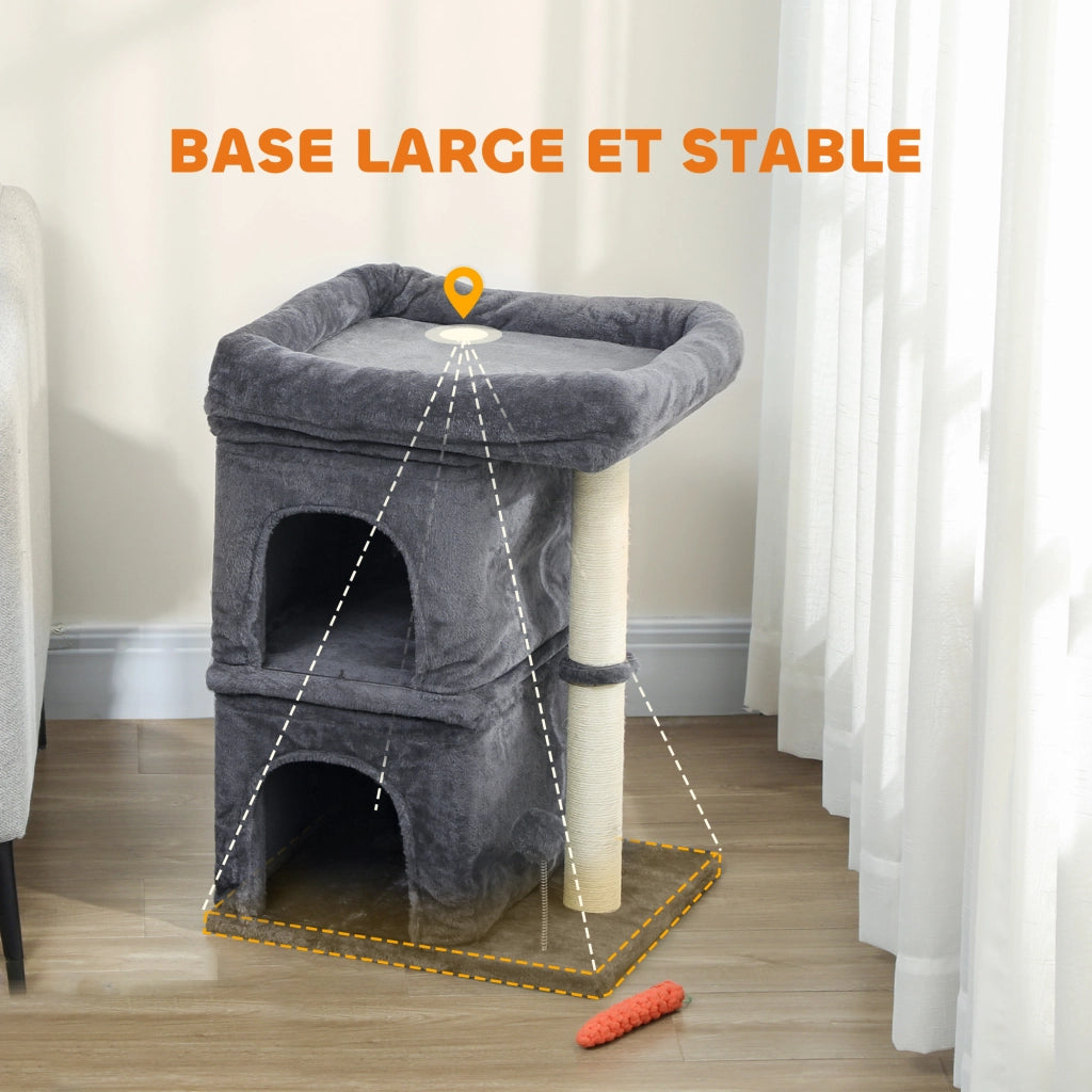Arbre ¨¤ chat con 2 nicchie e piattaforme ¨C Minimal ¨C 45x40x66 cm grigio scuro