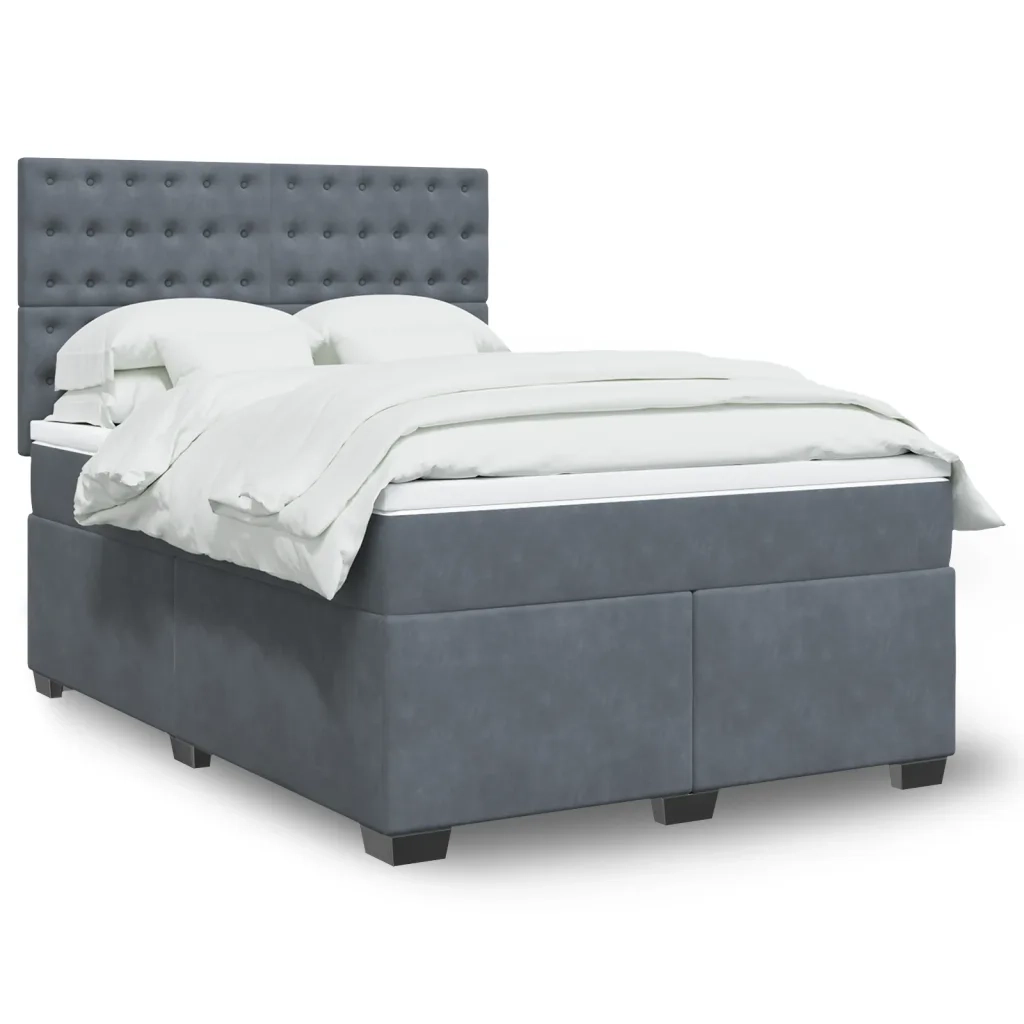 Giroletto a Molle con Materasso Grigio Scuro 160x200 cm Velluto 3293267