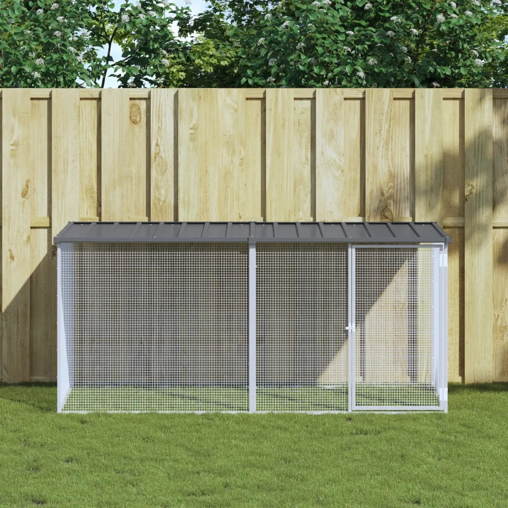 Gabbia per polli con tetto antracite 203x98x90 cm in acciaio zincato 3189049