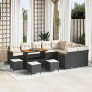 Set Divano da Giardino 13 pcs Nero Rattan in Polipropilene