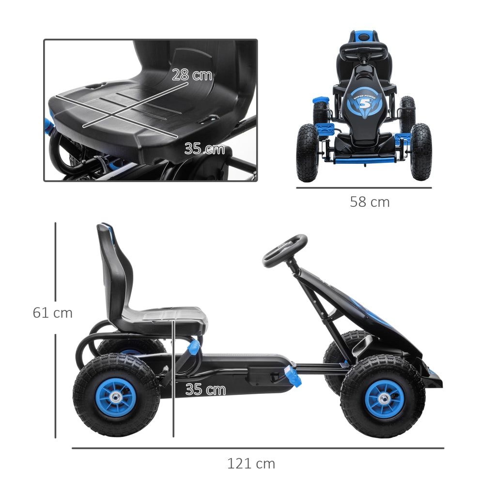 Triciclo a Pedali per Bambini ¨C zephmum ¨C Blu e Nero, Regolabile, 5-12 Anni