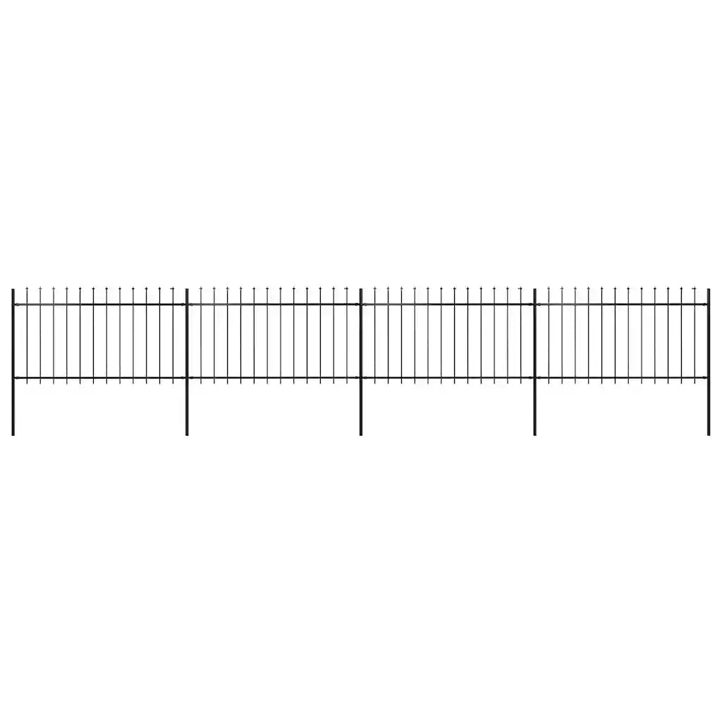 Recinzione da Giardino | Recinzione da cortile con Punta a Lancia in Acciaio 714,5x100 cm Nero