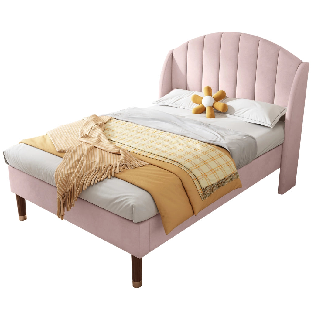 letto imbottito velluto rosa 90 x 200 cm