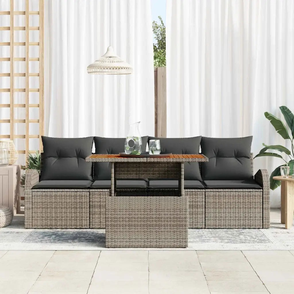 Set Divano da Giardino con cuscino 5 pcs Grigio