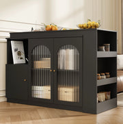 Mobile bar girevole a 360° con ante in vetro; MDF nero