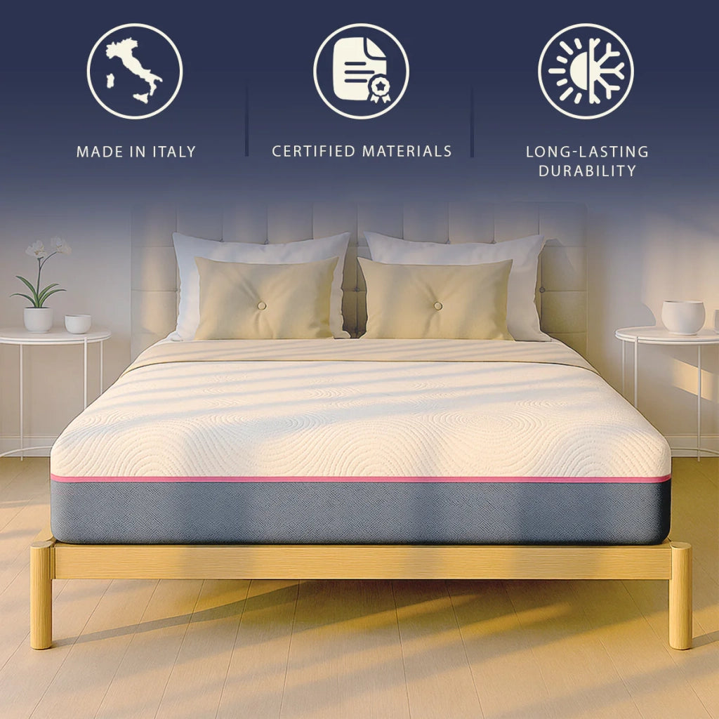 Materasso 90x190 Memory Breeze e Molle Insacchettate | Altezza 30 cm |  Sfoderabile, Anallergico e Traspirante | Made in Italy