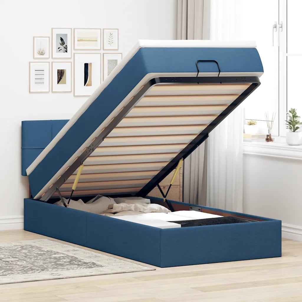 Pouf Letto con Materasso Blu 100x200 cm in Tessuto 3311441