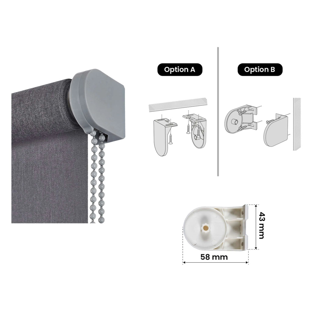 Tenda a Rullo Filtrante, Tenda Avvolgibile Traslucida Liscia Per Finestre e Porte Grigio 100x180 cm