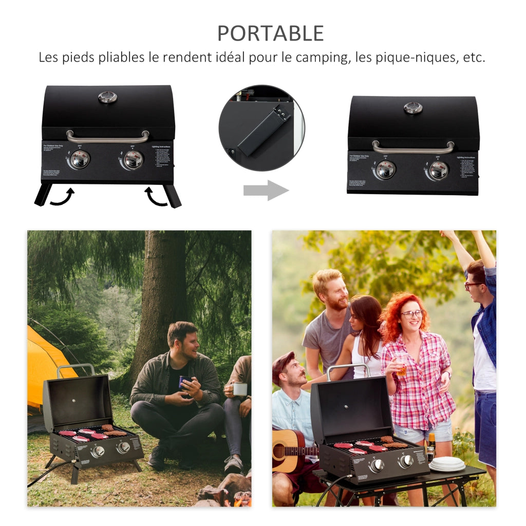 Barbecue da Tavolo a Gas Pieghevole ¨C zephmum ¨C Nero 2 Bruciatori 5KW