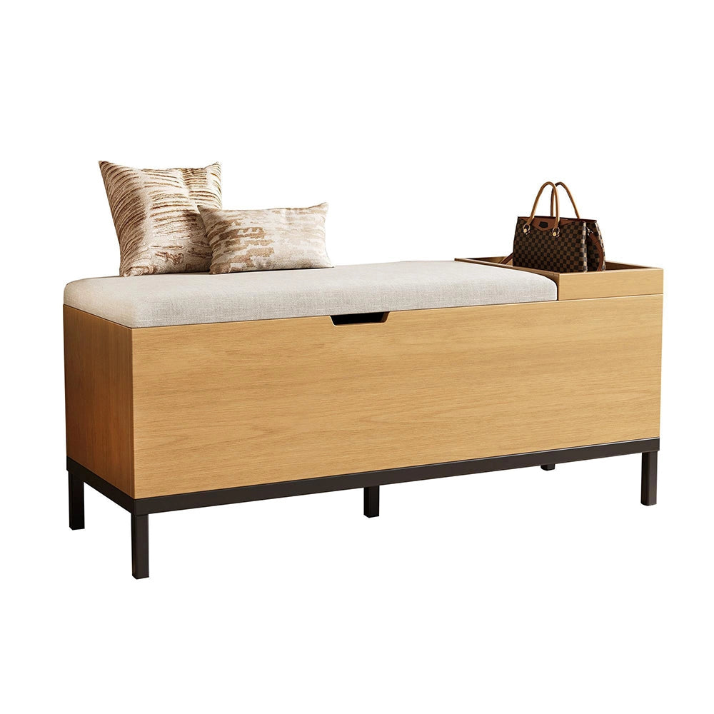 Panca Ingresso 115x49.5x40cm - Xylo - con Seduta e Contenitore, Colore Naturale