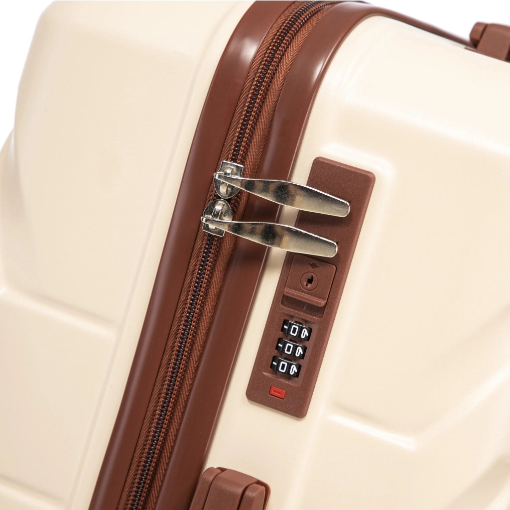 Set di 4 valigie rigide con ruote girevoli a 360 gradi e manico telescopico a 3 livelli in ABS beige con beauty case