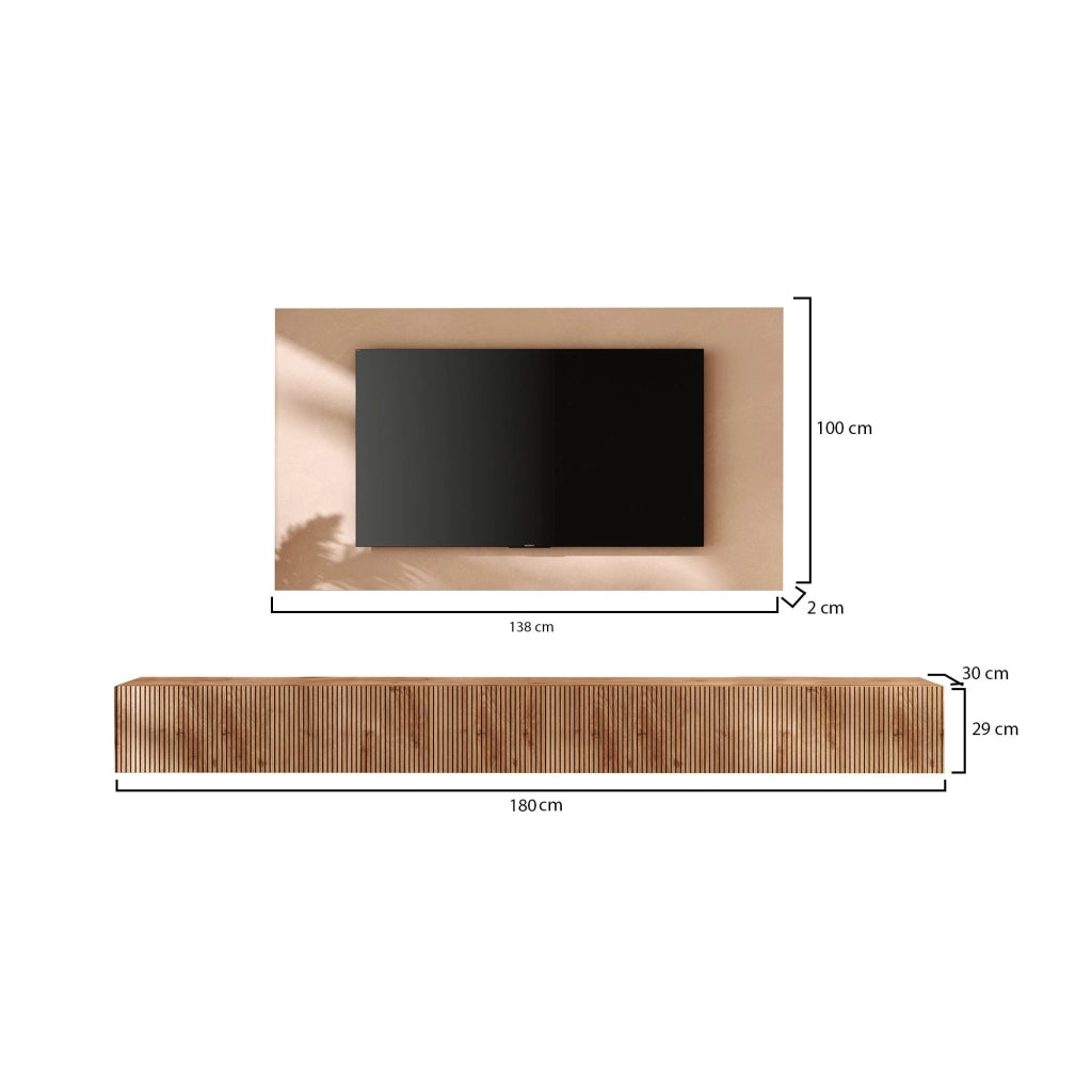 Mobile Soggiorno Buti, Parete Attrezzata Modulabile Made in Italy, Marrone Pero