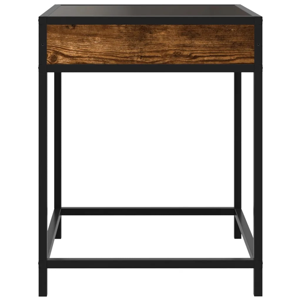 Comodino con LED Infinity-Tavolino da notte Rovere Fumo 40x40x51 cm 685149