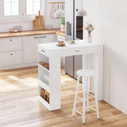 Isola Cucina Portatile - Blocco Cucina con Superficie di Lavoro - Isola Cucina/Banca - Tavolo - 100x100x50 Cm - Bianco