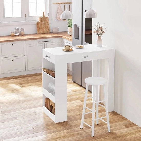 Isola Cucina Portatile - Blocco Cucina con Superficie di Lavoro - Isola Cucina/Banca - Tavolo - 100x100x50 Cm - Bianco