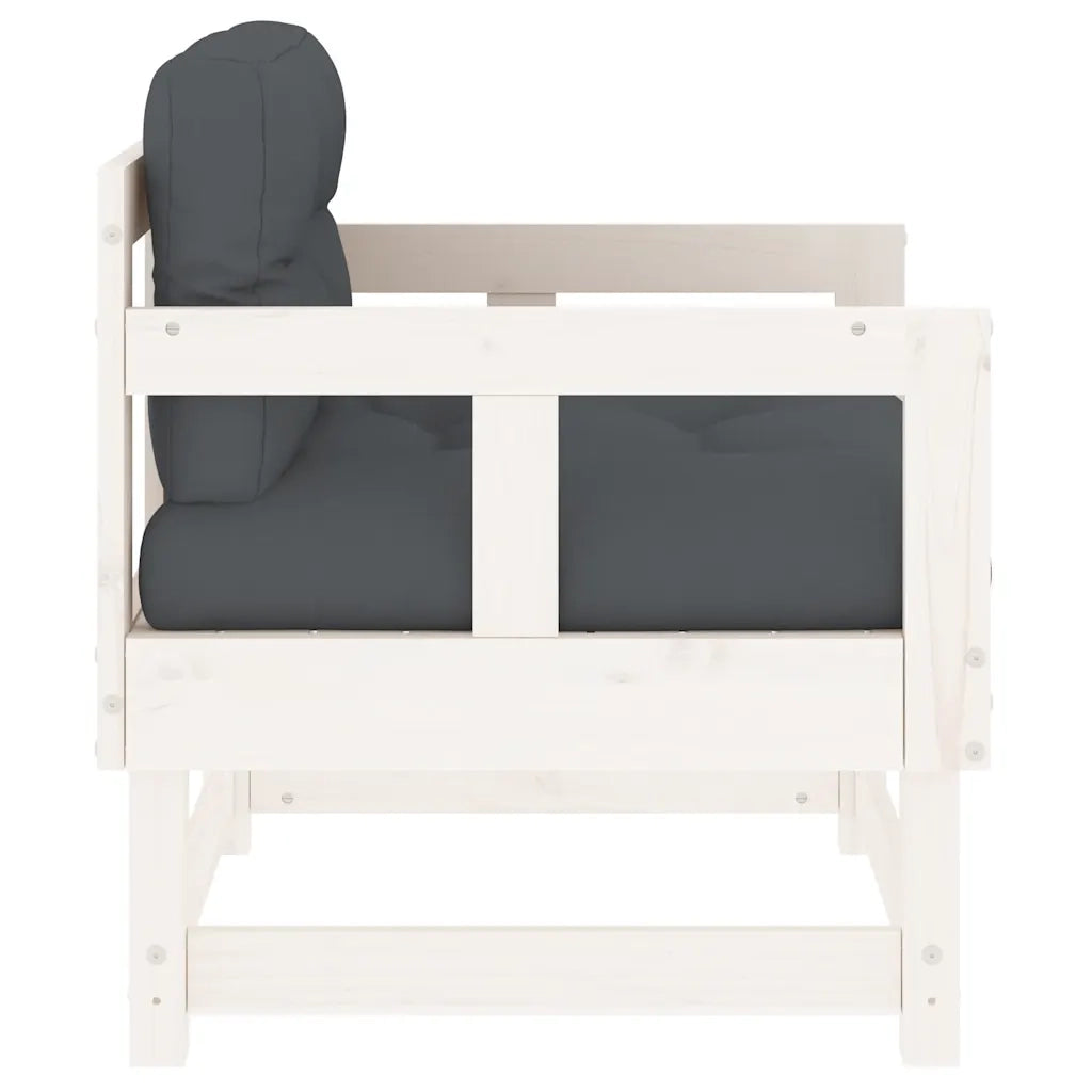 Sedie da Giardino con Cuscini 2 pz | Sedie da Esterno Legno Massello di Pino Bianco