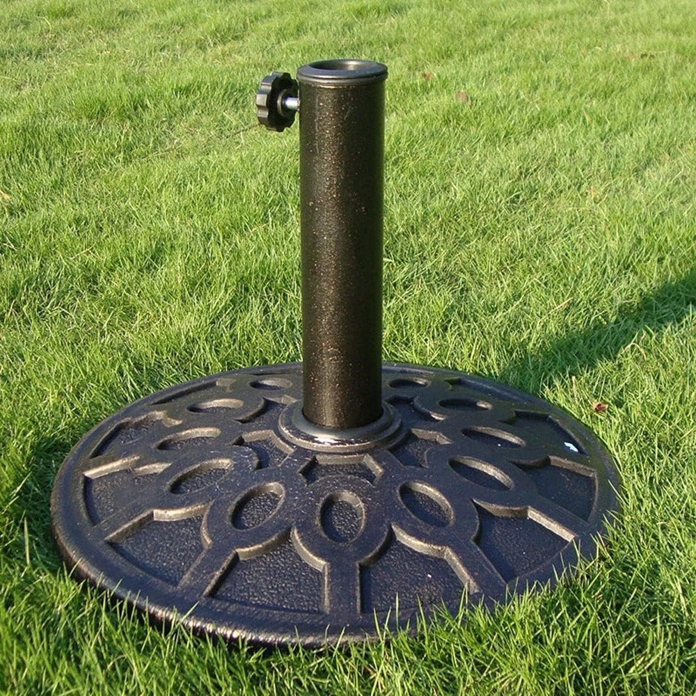 Trade Shop - Base Rotonda Per Ombrellone Da Esterno Giardino Palo Centrale ø43xh32cm Nero 016594 -
