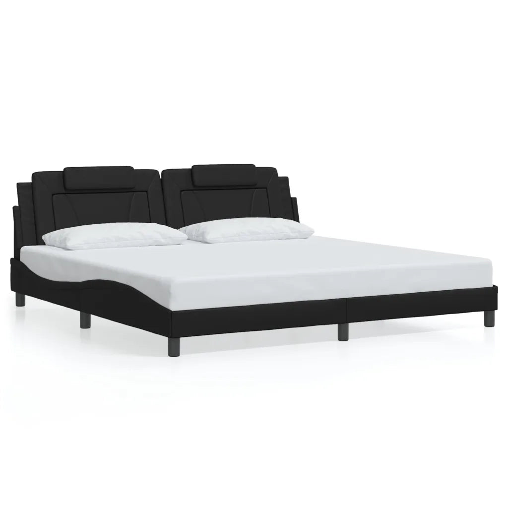 Giroletto Viana con LED senza Materasso Nero 200x200 cm