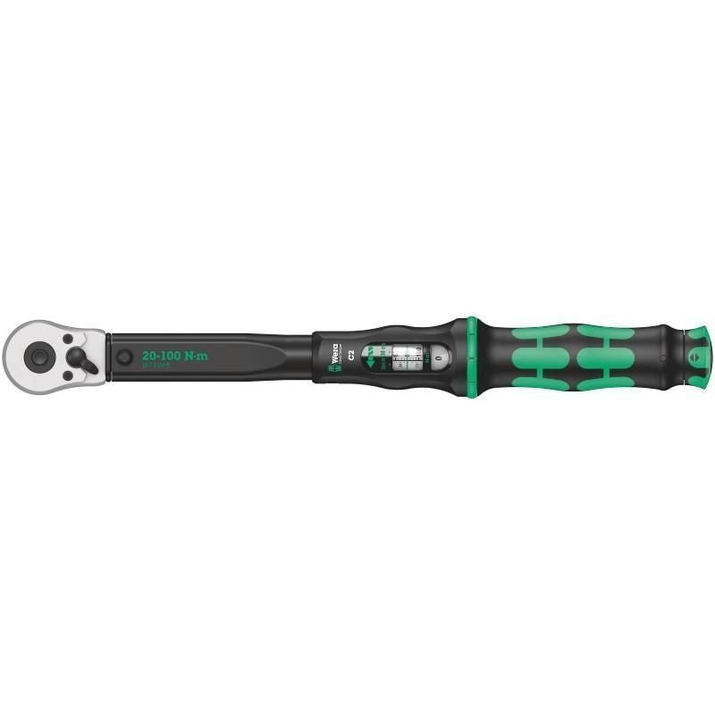 Wera 05075621001 Click-Torque C 2 Chiave dinamometrica 1-2'' 20-100 Nm cricchetto 45 denti precisione ±3-4% colore Nero Verde